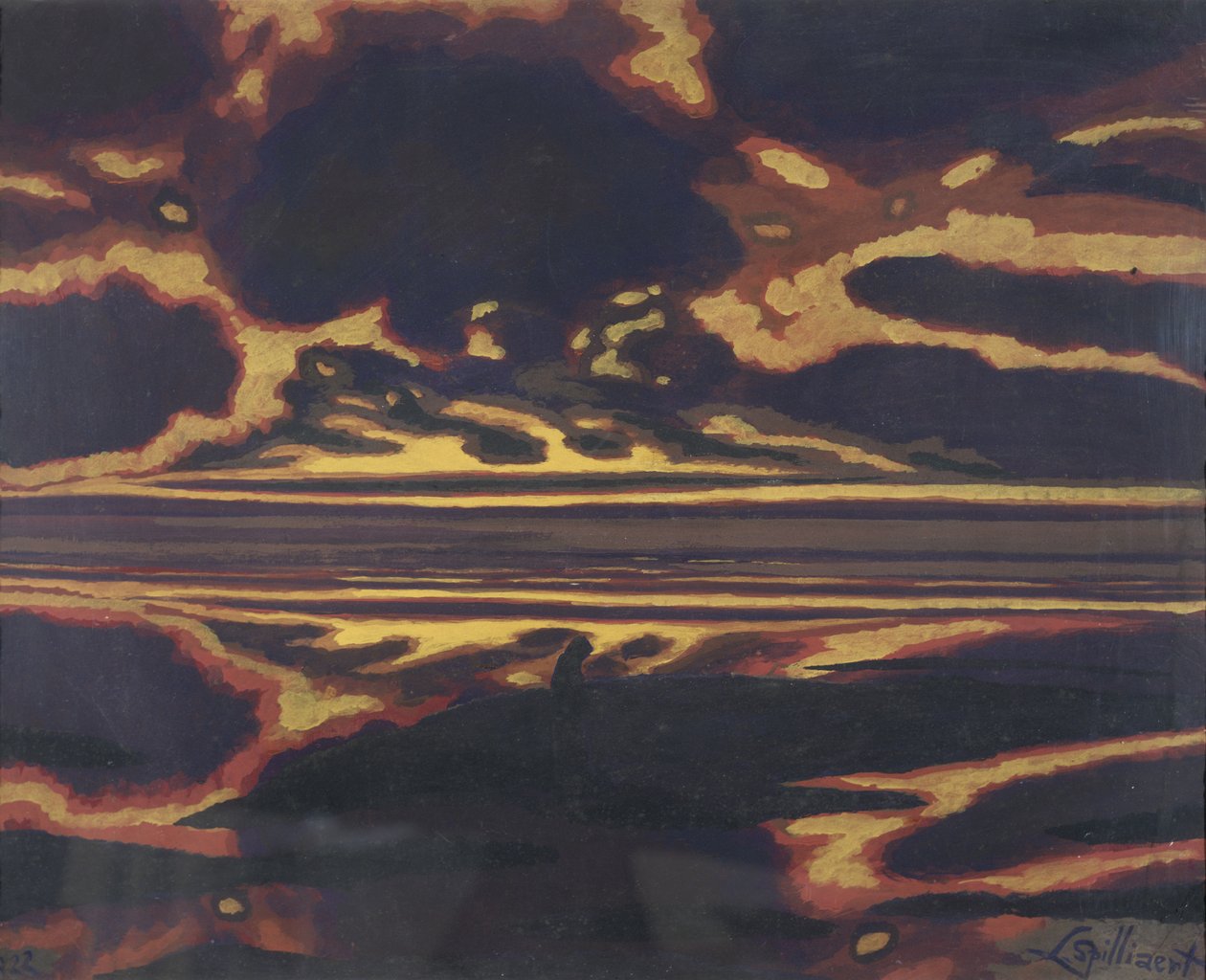 夕阳下的海景 作者 里昂·斯皮里亚特