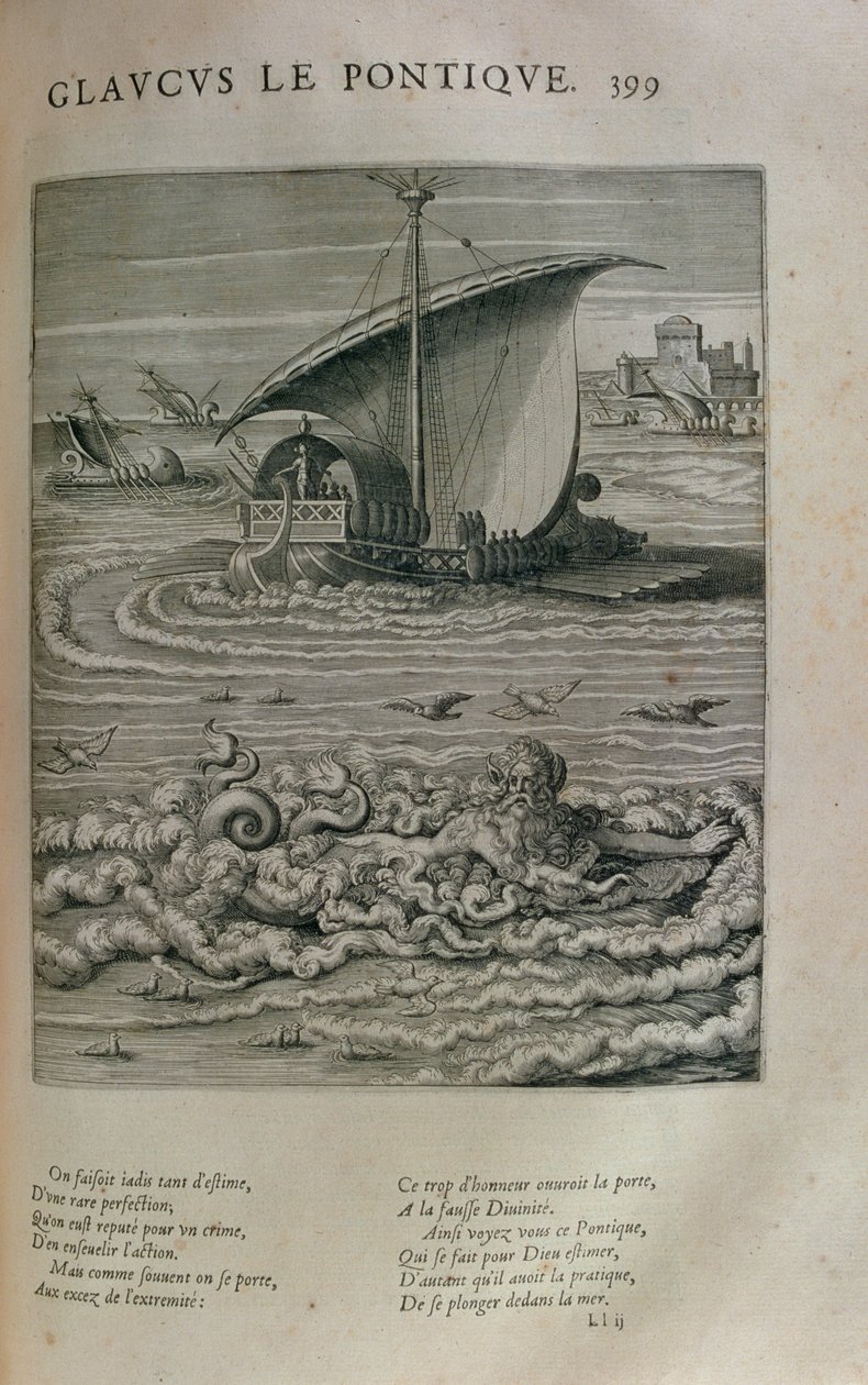 Glaucus，来自“两位希腊Sophist Philostrates的普拉特绘画的绘画或绘画”，作者：Blaise de Vigenere（1523-96）巴黎，1615 作者 伦纳德·高缇耶