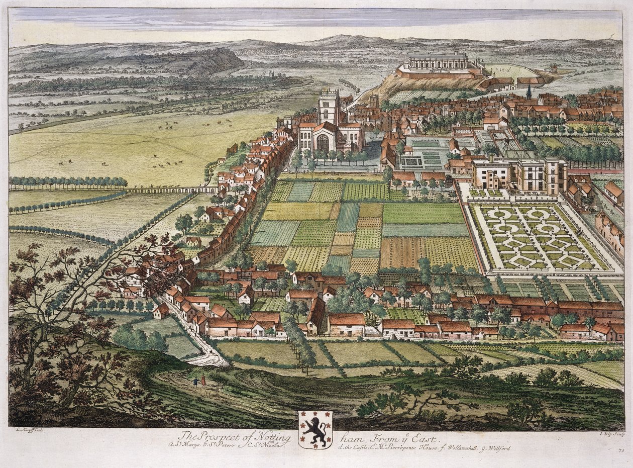 约翰内斯基普雕刻的东方诺丁汉的前景（c.1652-1722） 作者 伦纳德·奈夫