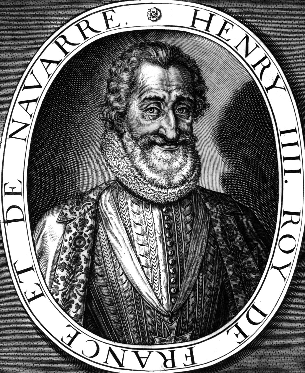 亨利四世 (1553-1610) 1589-1610 年的法国国王，由 Leonard Gaultier 和 N. de Mathoniere 雕刻 作者 伦纳德·高缇耶