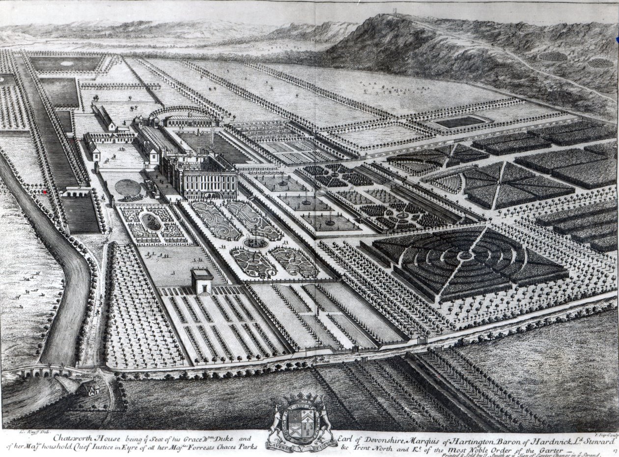 Chatsworth House，由Johannes Kip雕刻 作者 伦纳德·奈夫
