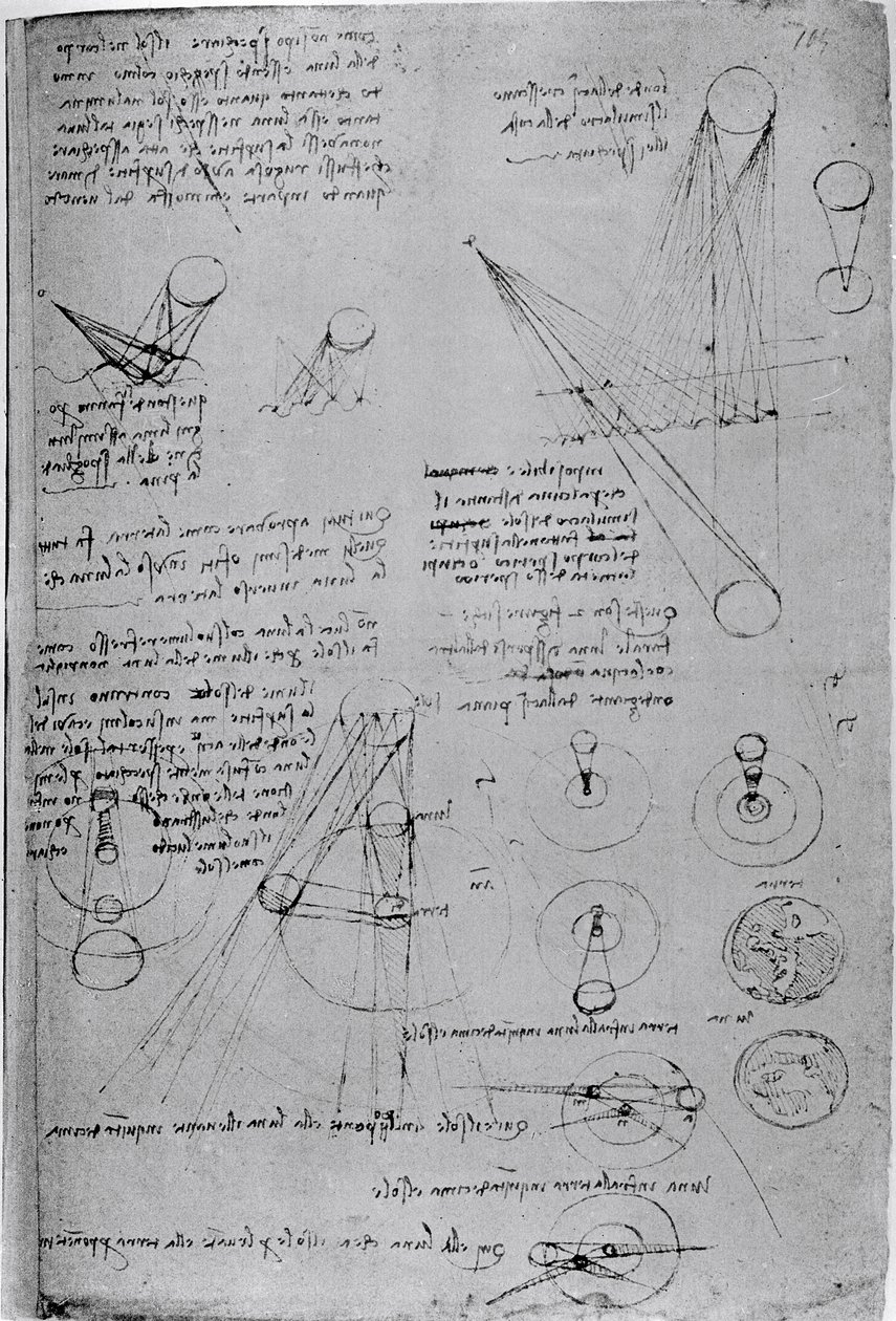 天文图，来自Codex Leicester，1508-12 作者 达芬奇（Leonardo da Vinci）