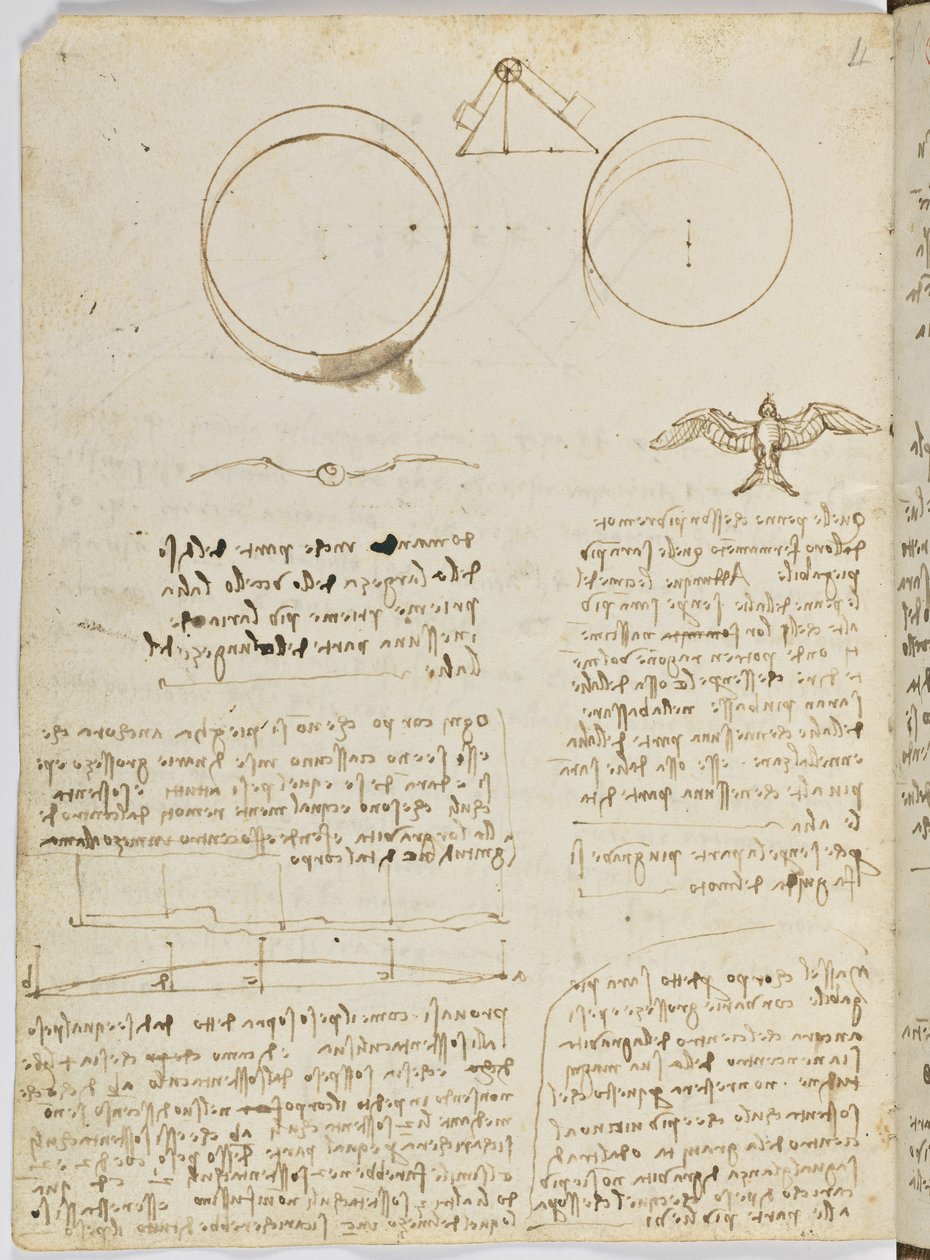 鸟类飞行代码，c。 1505-06，纸质手稿，cc。 18，表4反面 作者 达芬奇（Leonardo da Vinci）