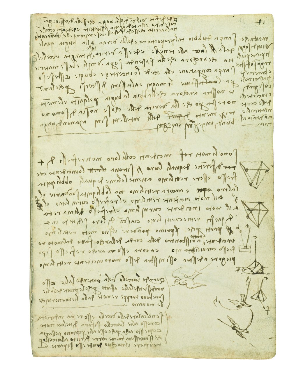 关于鸟类飞行的法典，Folio 11 recto 作者 达芬奇（Leonardo da Vinci）