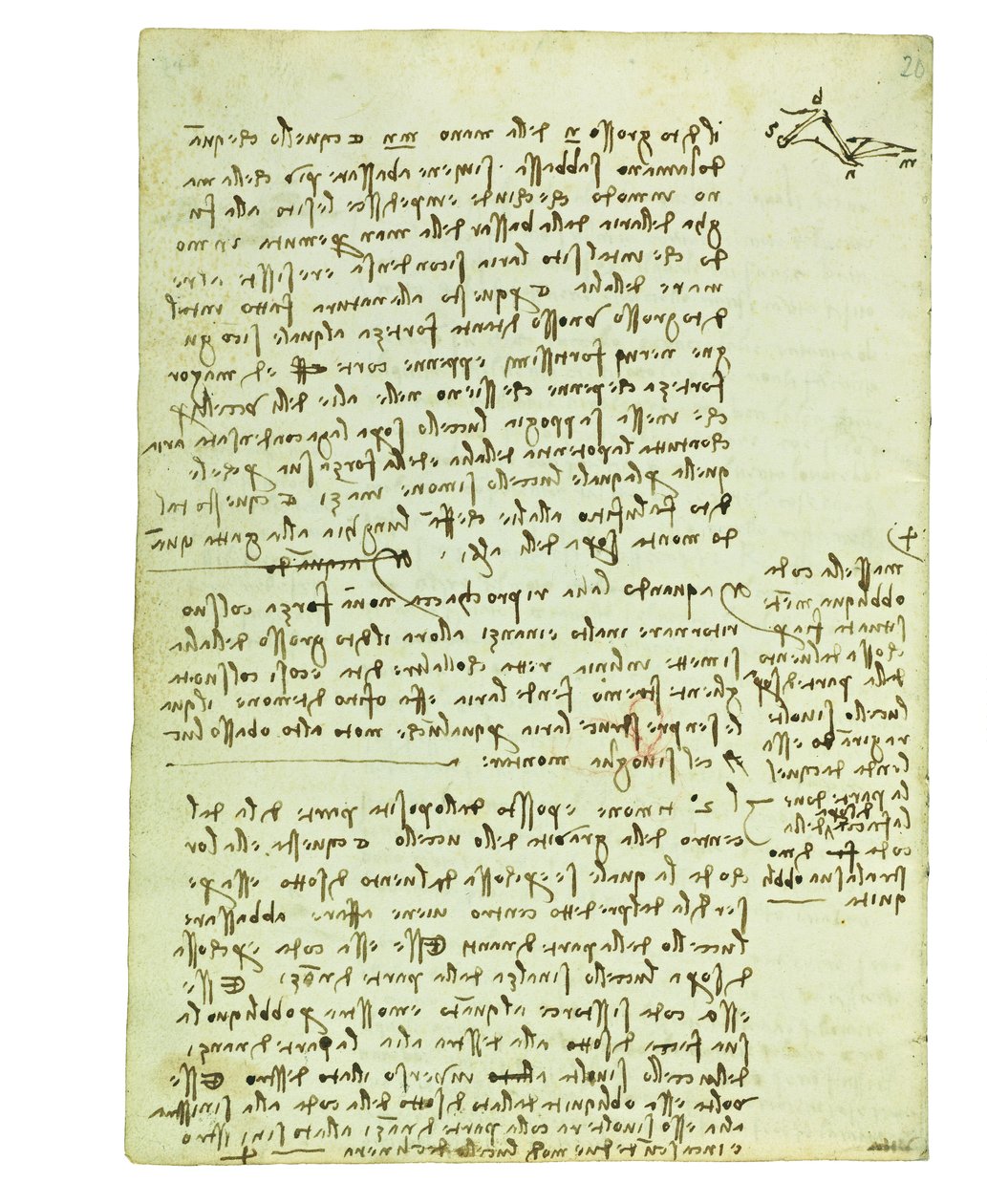 关于鸟类飞行的法典，Folio 13 verso 作者 达芬奇（Leonardo da Vinci）