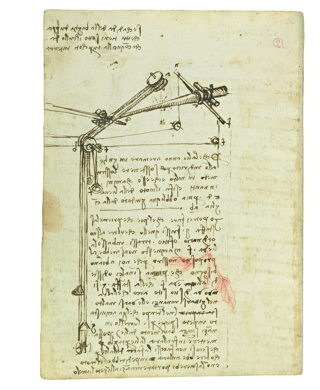 关于鸟类飞行的法典，Folio 16 verso 作者 达芬奇（Leonardo da Vinci）