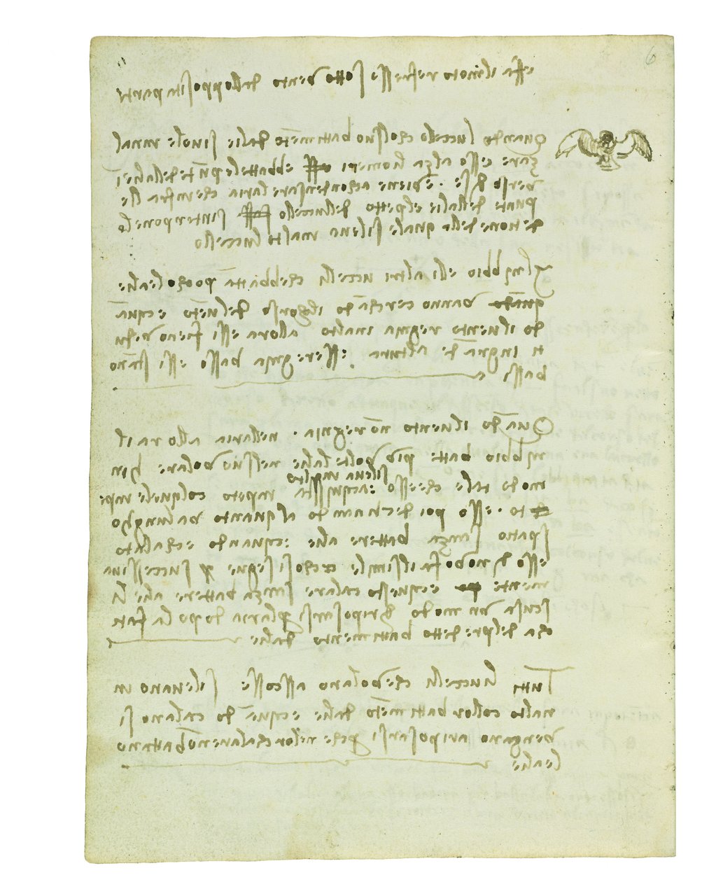 关于鸟类飞行的法典，Folio 5 verso 作者 达芬奇（Leonardo da Vinci）