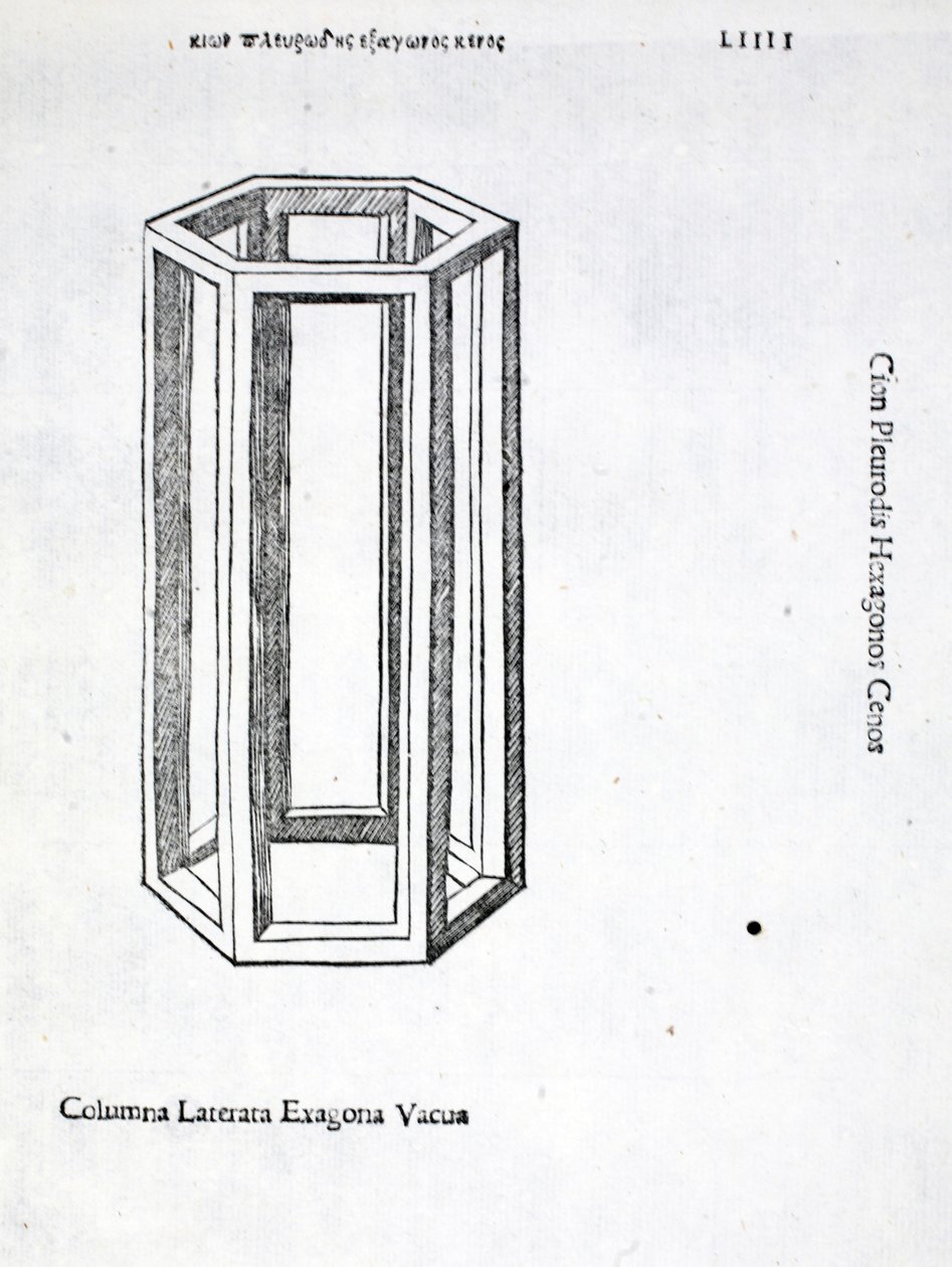 Columna laterata exagona vacua，来自Luca Pacioli（c.1445-1517）的&39;Divina Proportione&39;插图，最初是酒吧。威尼斯，1509 作者 达芬奇（Leonardo da Vinci）