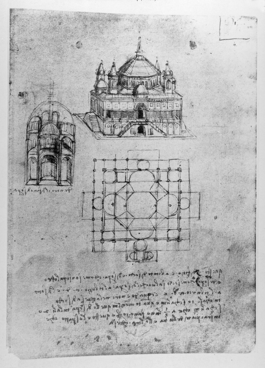 为教堂设计，照片4R 作者 达芬奇（Leonardo da Vinci）