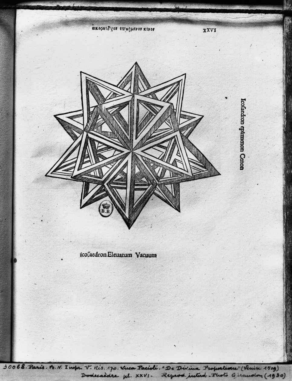 Dodecahedron，来自Luca Pacioli的&39;De Divina Proportione&39;，1509年出版，威尼斯 作者 达芬奇（Leonardo da Vinci）