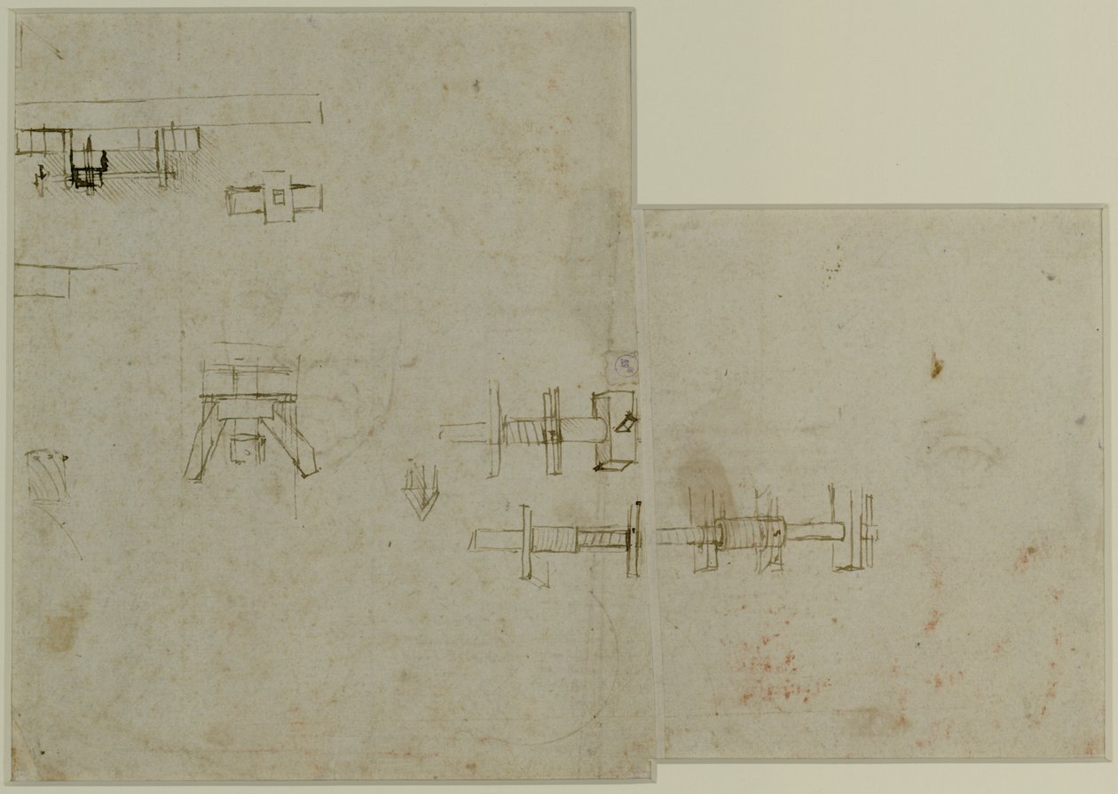 机器的元素，c。 1489-90（笔和棕色墨水在纸上） 作者 达芬奇（Leonardo da Vinci）
