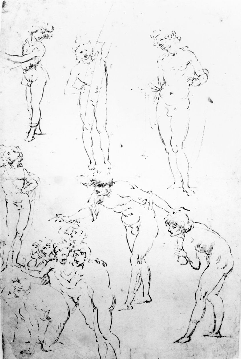 Magi崇拜的形象研究，c.1481（纸和笔上的墨水） 作者 达芬奇（Leonardo da Vinci）