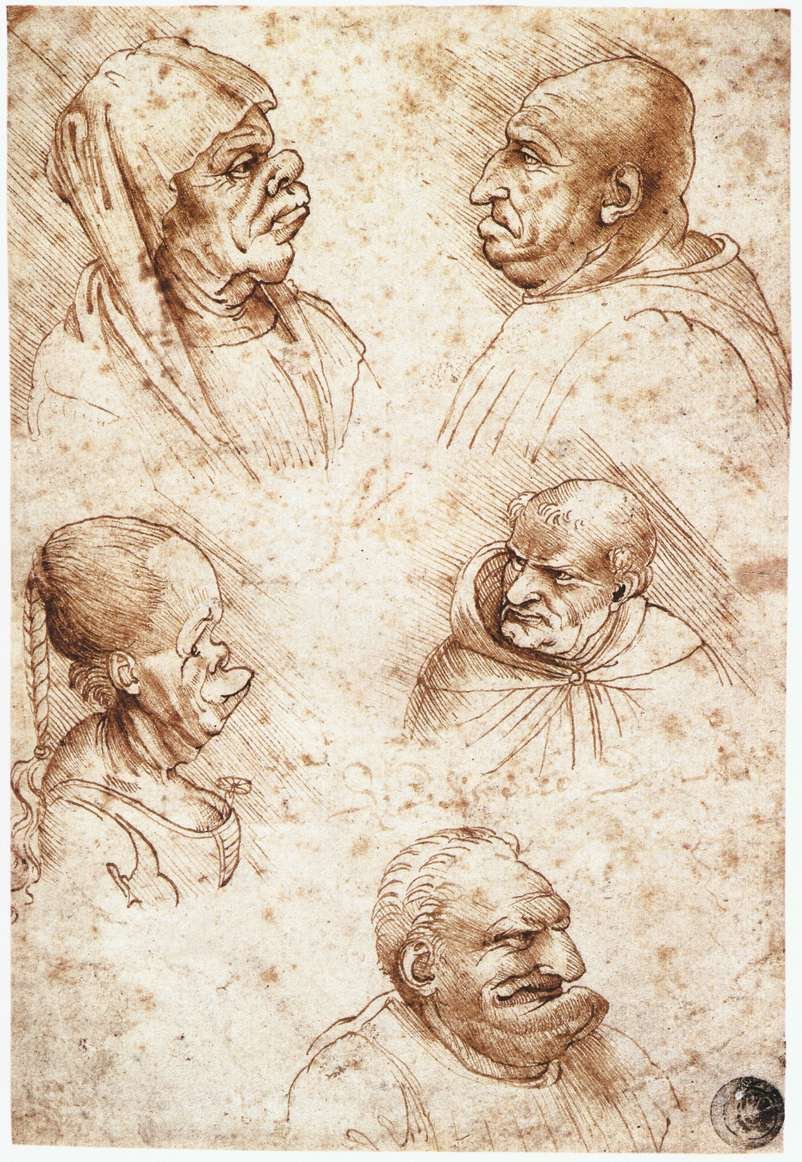 五个漫画头 作者 达芬奇（Leonardo da Vinci）