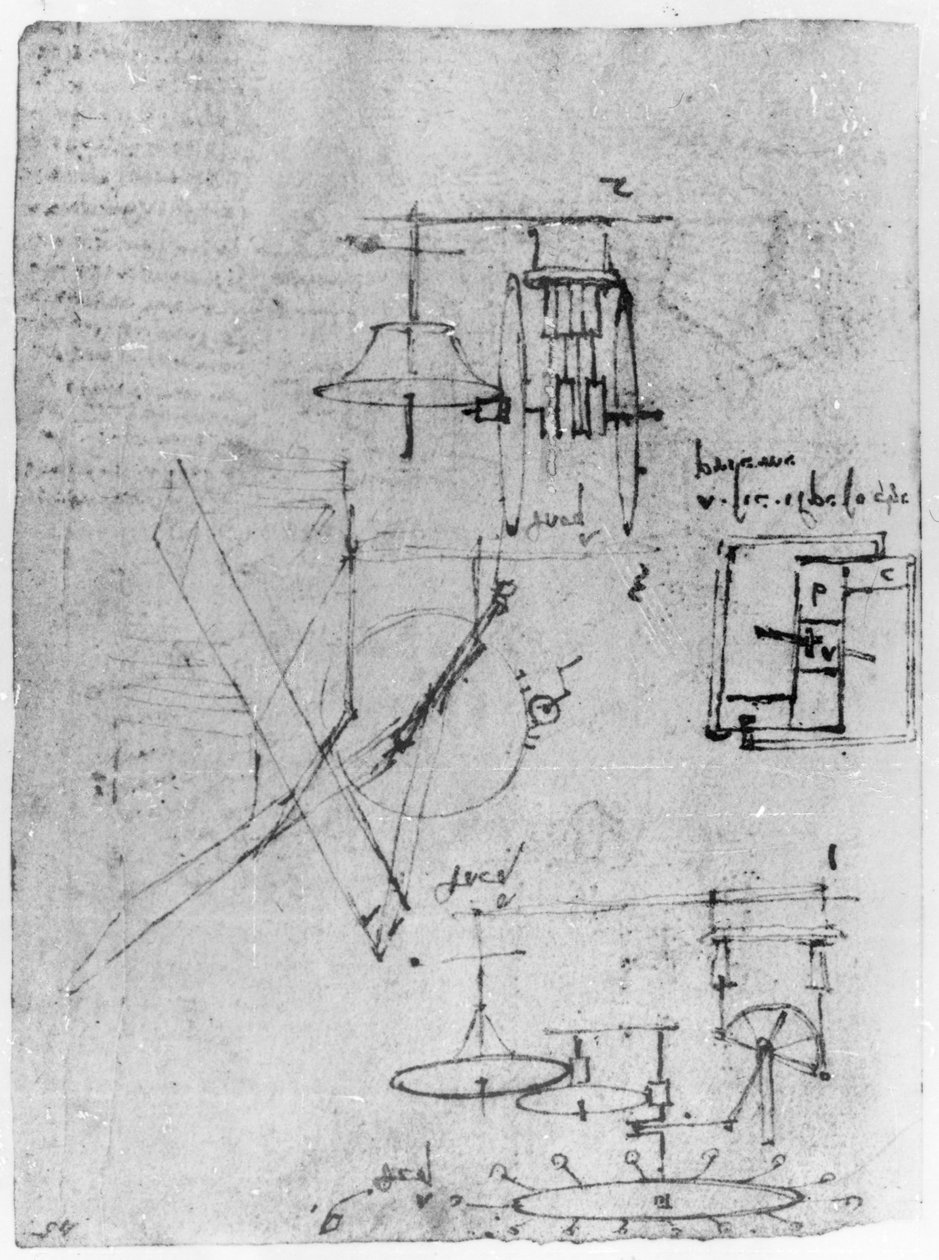 FOL。 45r，来自Codex Forster III，1480s-1494（笔和纸上的墨水） 作者 达芬奇（Leonardo da Vinci）