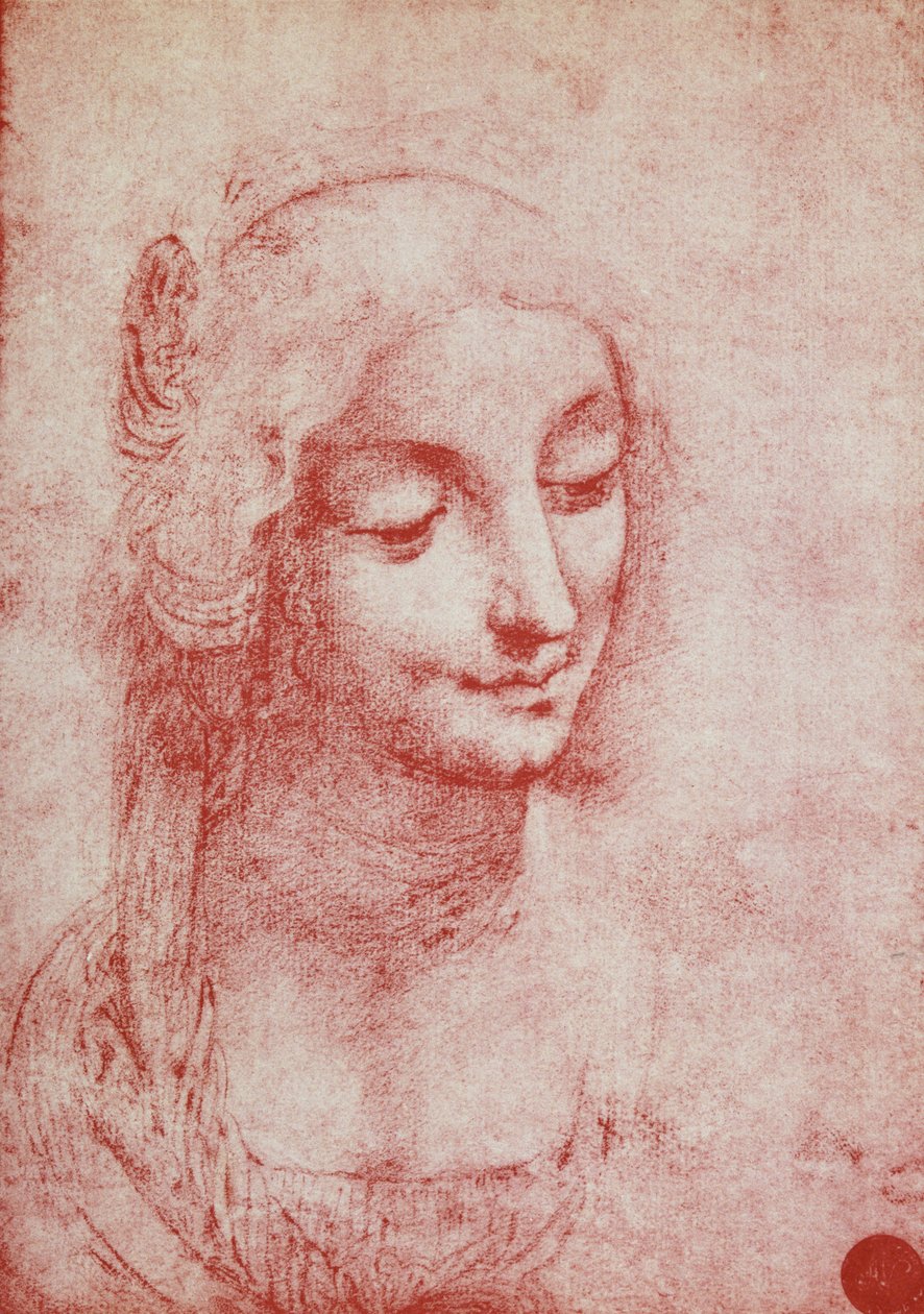 一个女人的头（纸上的红色粉笔） 作者 达芬奇（Leonardo da Vinci）