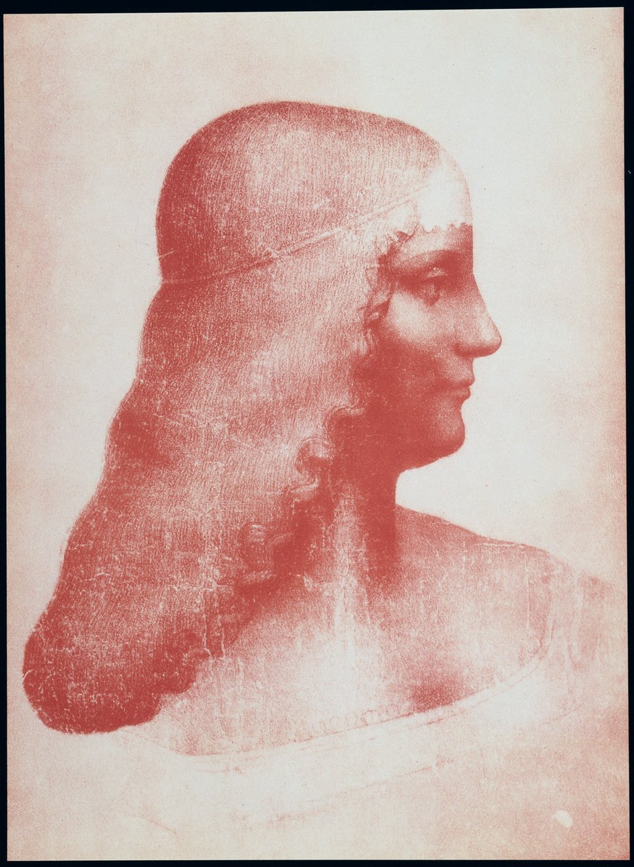 配置文件中的女人的头（纸上的红色粉笔） 作者 达芬奇（Leonardo da Vinci）