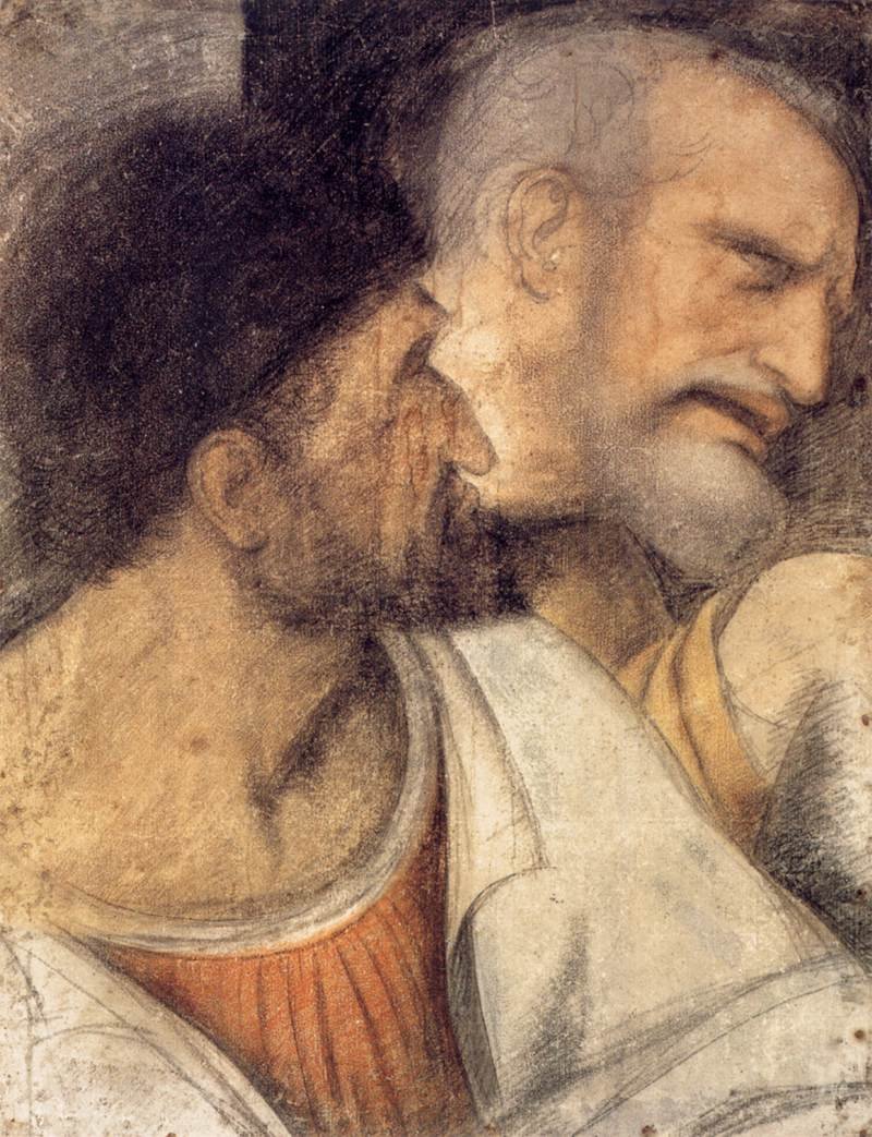 犹大和彼得的头 作者 达芬奇（Leonardo da Vinci）