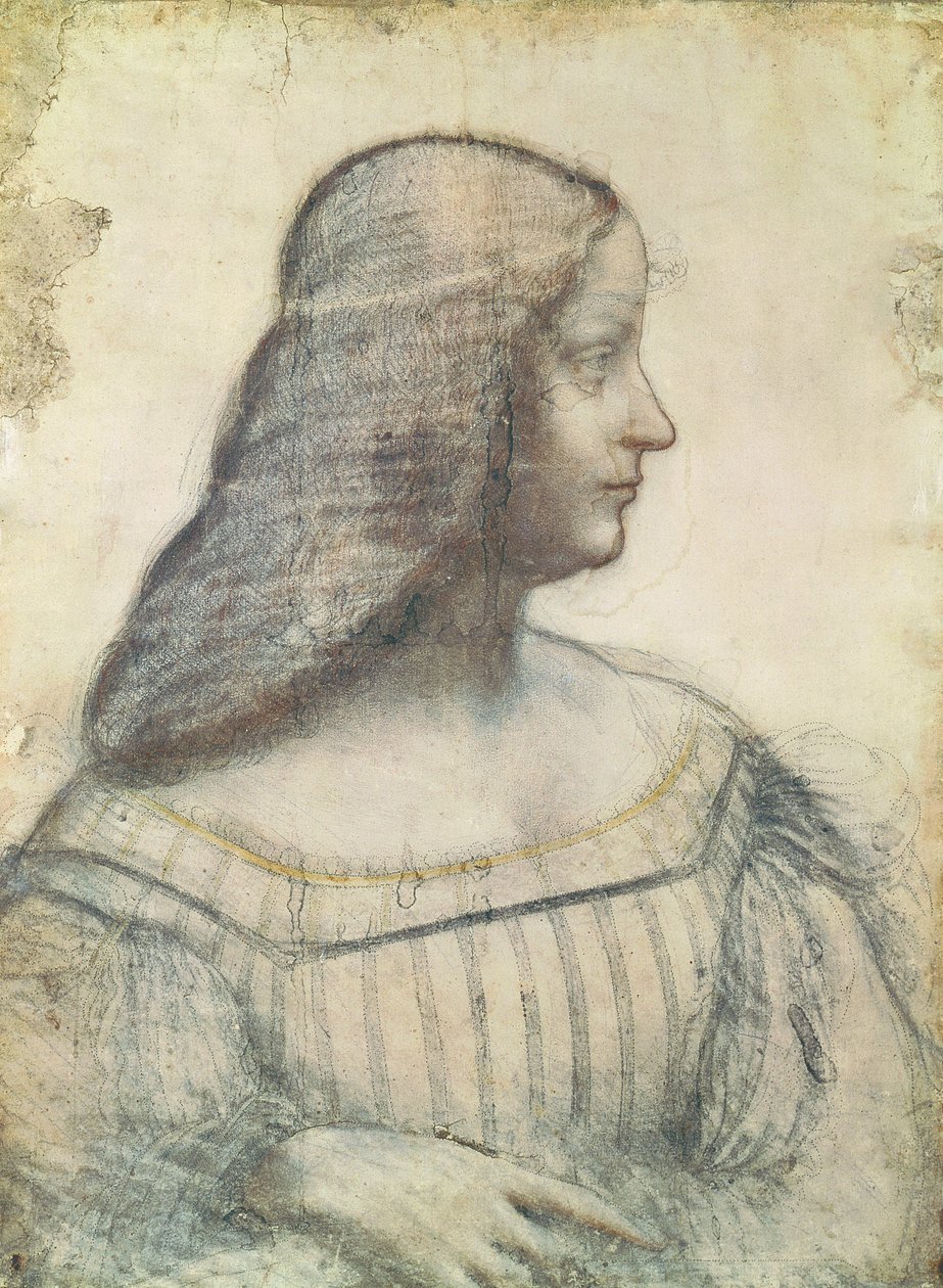 Isabella d&39;Este（1474-1539）的肖像（纸上的红色粉笔和皮埃尔黑） 作者 达芬奇（Leonardo da Vinci）