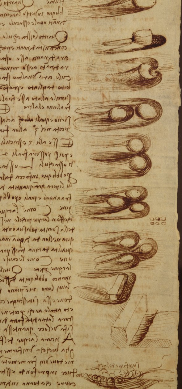 科学图表，来自Codex Leicester，1508-12棕褐色墨水，亚麻纸细节240120 作者 达芬奇（Leonardo da Vinci）