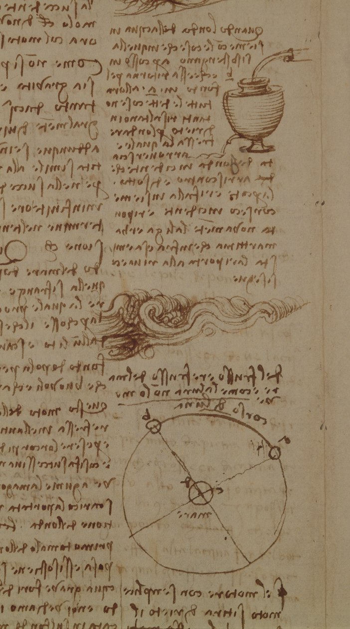 科学图表，来自Codex Leicester，1508-12棕褐色墨水，亚麻纸细节227791 作者 达芬奇（Leonardo da Vinci）