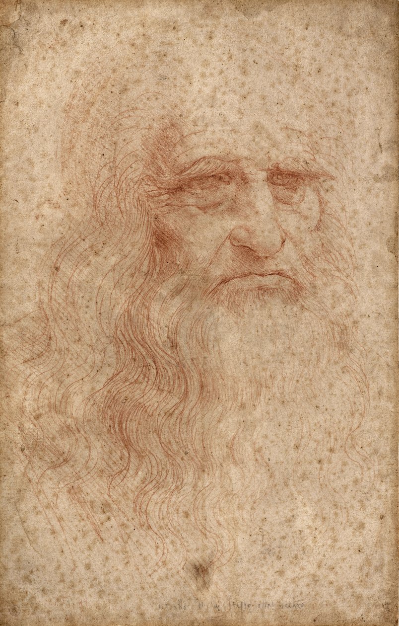 自画像，c。 1515-16（白纸上的血） 作者 达芬奇（Leonardo da Vinci）