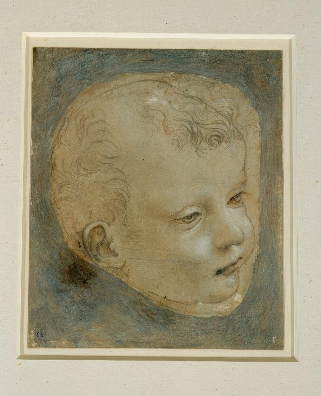 在右侧的四分之三轮廓中研究一个男孩的负责人 作者 达芬奇（Leonardo da Vinci）