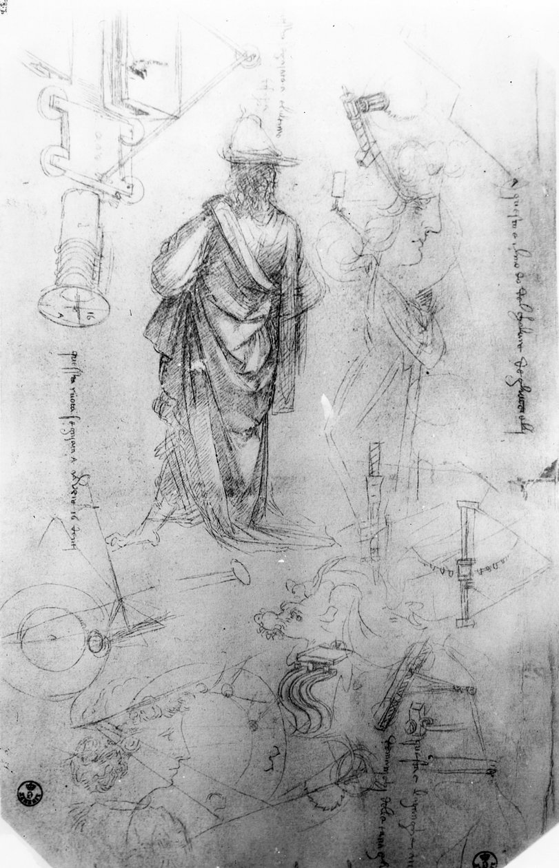 研究（笔和墨水在纸上） 作者 达芬奇（Leonardo da Vinci）