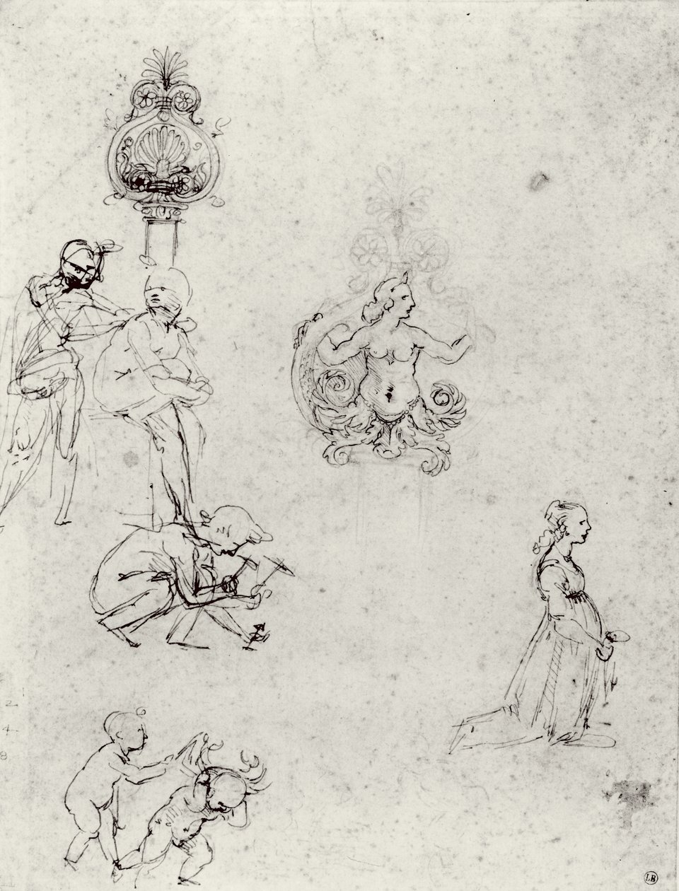 图形和装饰的研究，c.1480-82（钢笔和墨水和金属点） 作者 达芬奇（Leonardo da Vinci）