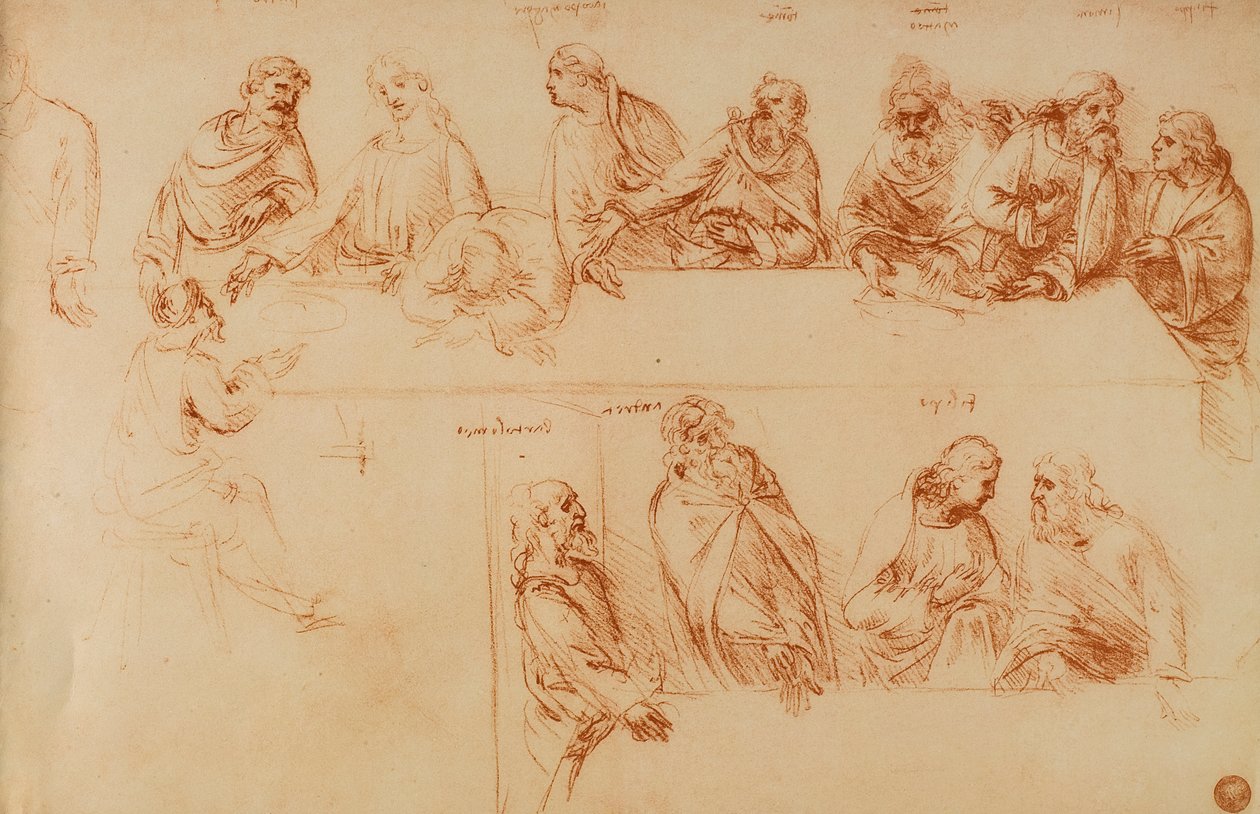 研究最后的晚餐：莱昂纳多达芬奇的乐观画作。 Gallerie dellAccademia，威尼斯 作者 达芬奇（Leonardo da Vinci）