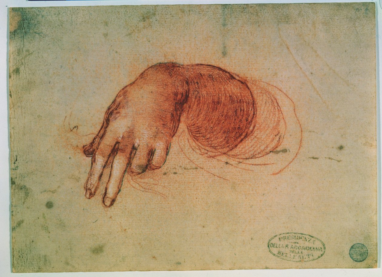 研究一只手（纸上的红色粉笔） 作者 达芬奇（Leonardo da Vinci）