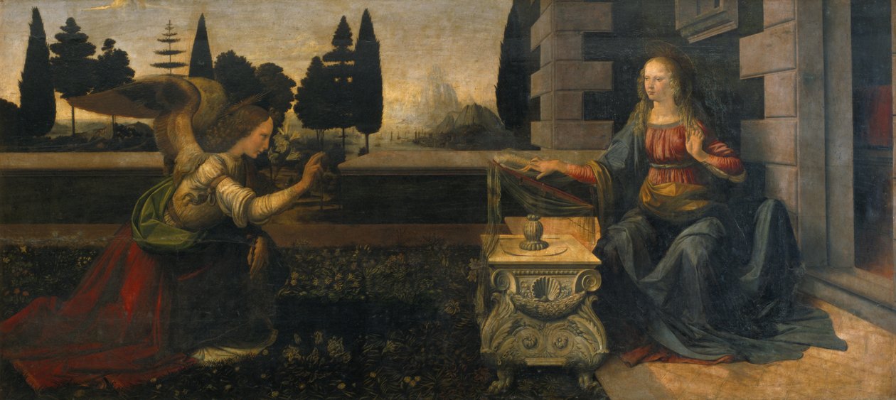 报喜，1472-75（修复前） 作者 达芬奇（Leonardo da Vinci）
