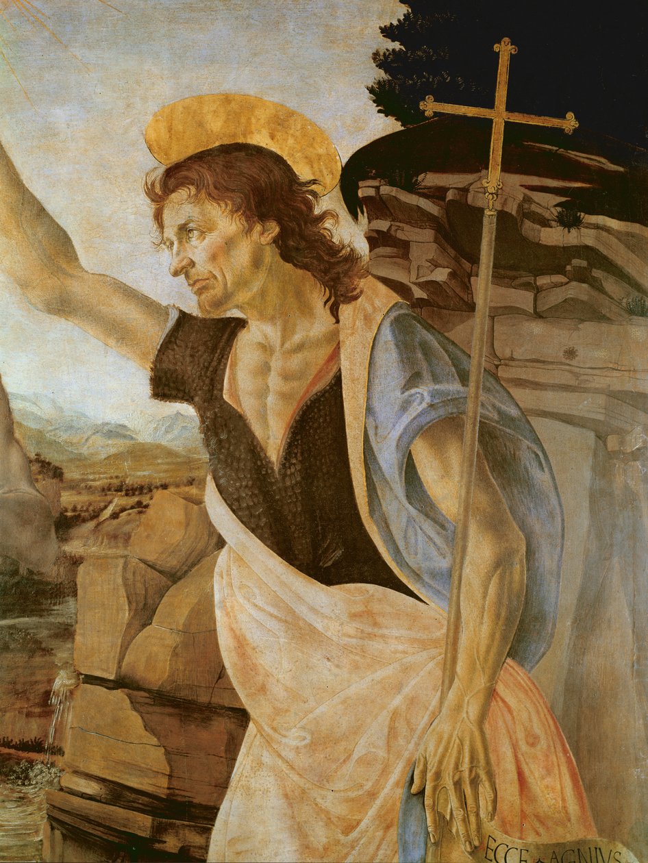 基督的洗礼，施洗约翰圣约翰的细节，1470-80 作者 达芬奇（Leonardo da Vinci）
