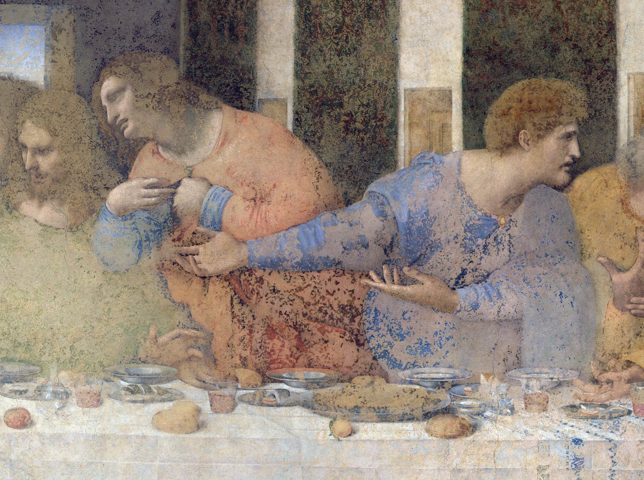 最后的晚餐，1495-97（修复后）（细节227198） 作者 达芬奇（Leonardo da Vinci）