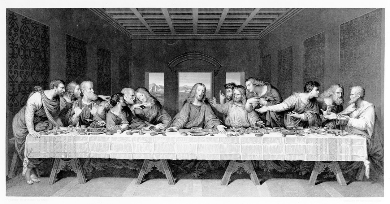 最后的晚餐，由弗雷德里克培根，1863年雕刻 作者 达芬奇（Leonardo da Vinci）