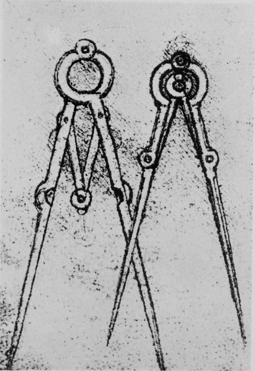 两种类型的可调节开启指南针，跟随。 108v来自Paris Manuscript H，1493-4 作者 达芬奇（Leonardo da Vinci）