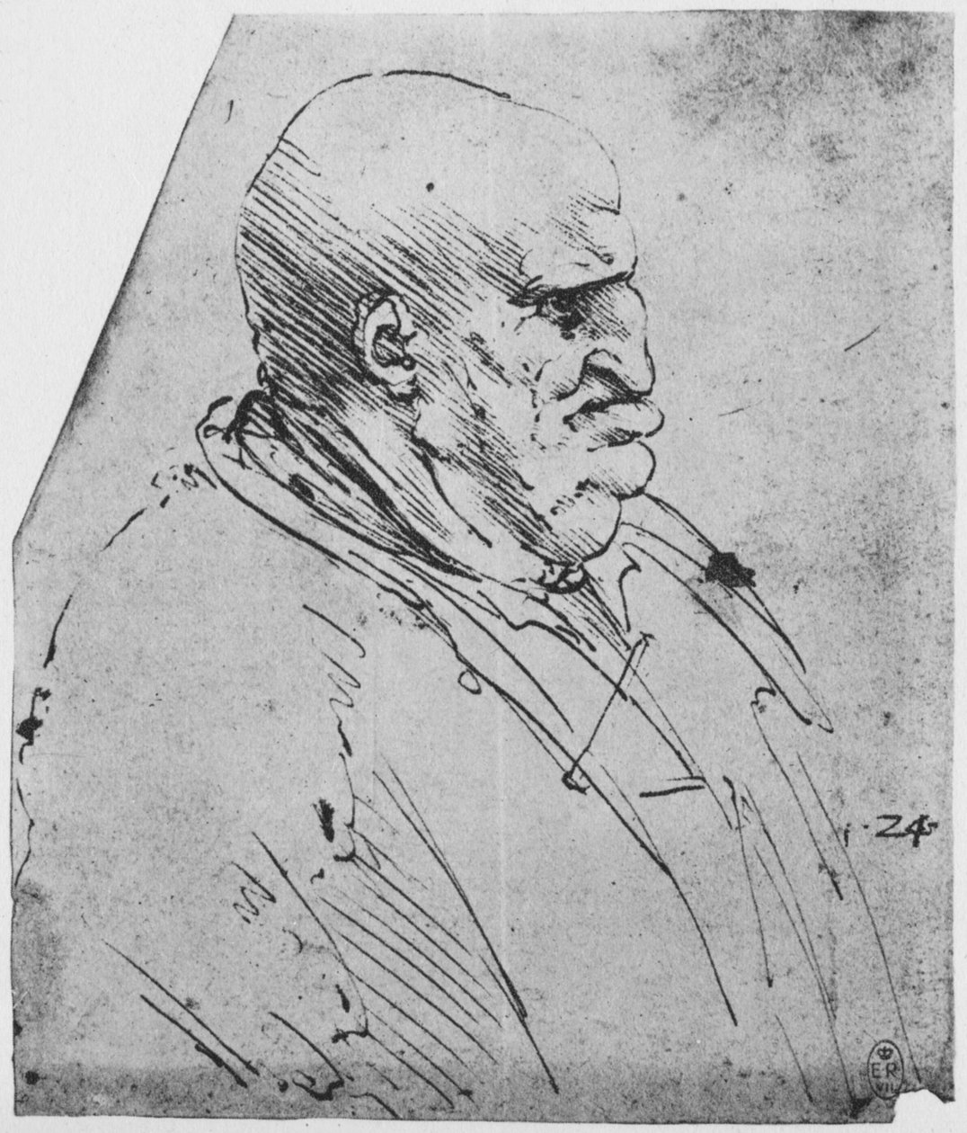 《右边的人的怪诞轮廓》，c1480 1945年 作者 达芬奇（Leonardo da Vinci）