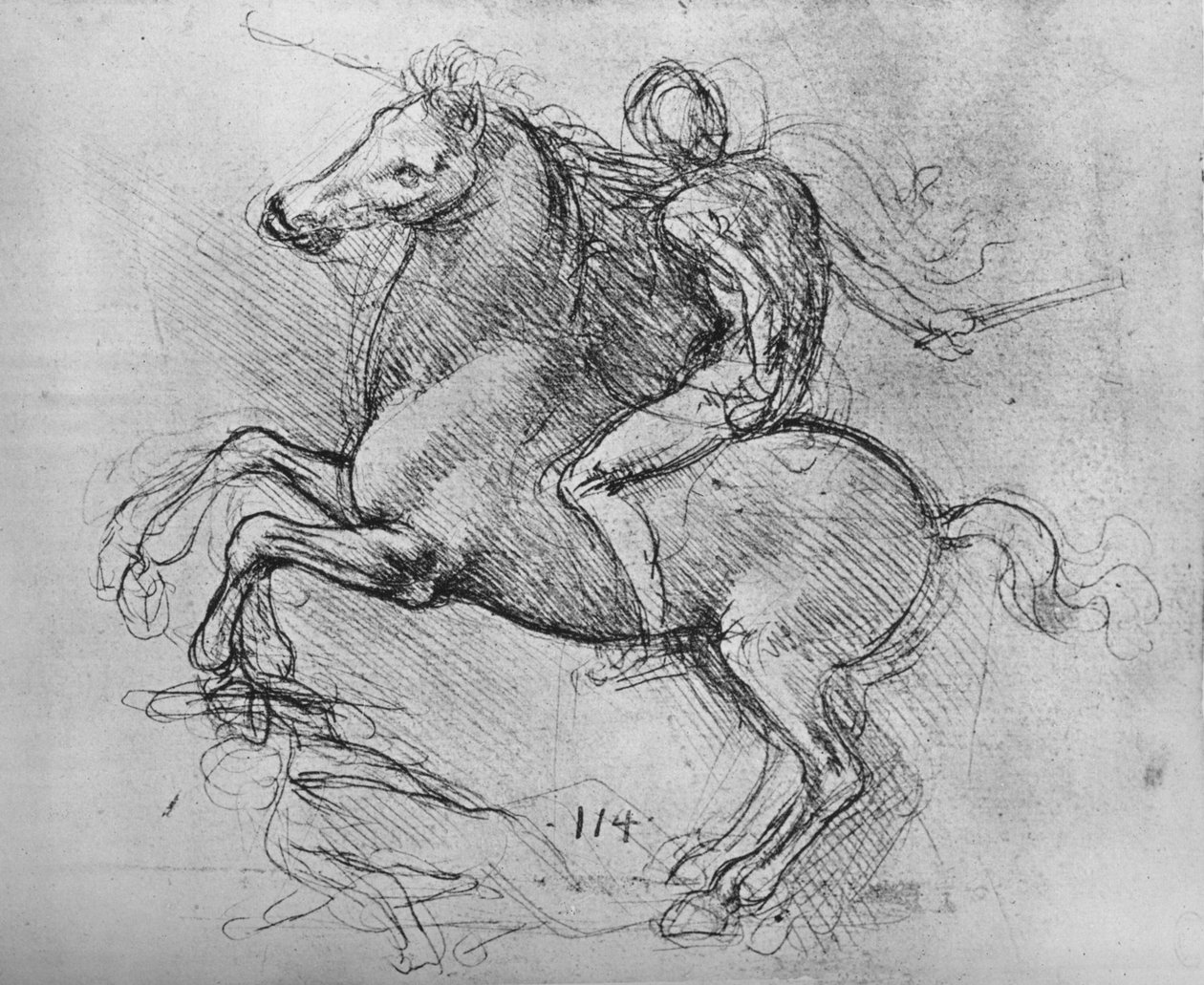 一名骑兵在堕落的敌人上践踏，c1480 1945年 作者 达芬奇（Leonardo da Vinci）