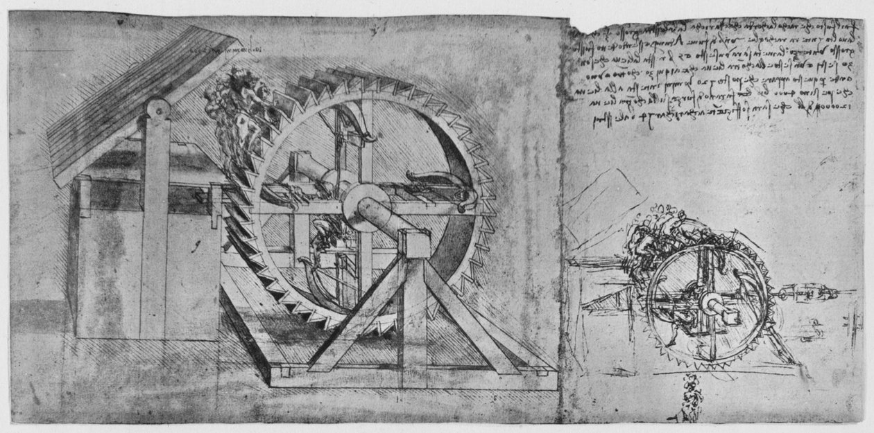 分解并连续发射四个Cross的大型车轮，c1480，1945年 作者 达芬奇（Leonardo da Vinci）