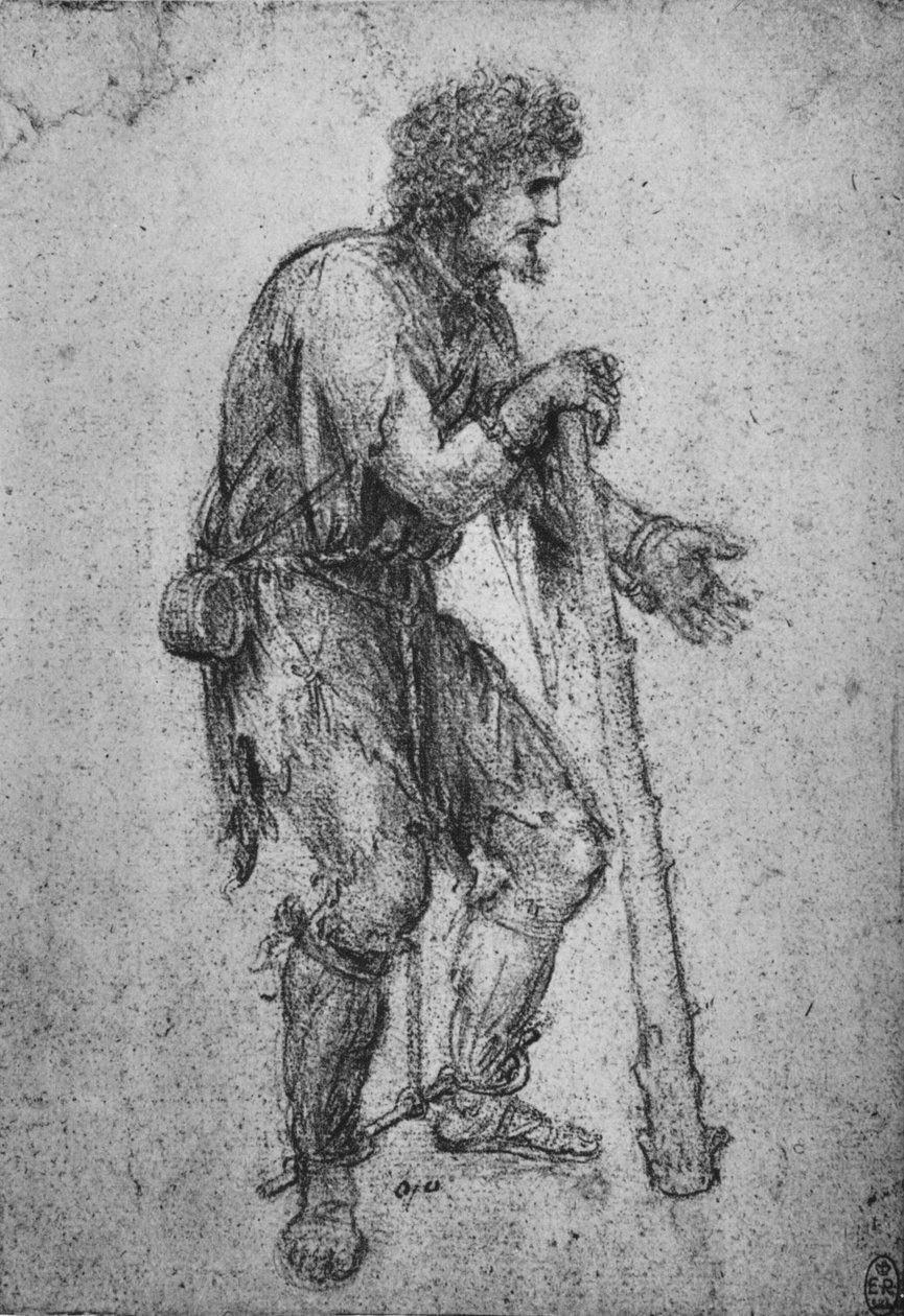 一个有俱乐部和Sha脚的男人，c1480 1945年 作者 达芬奇（Leonardo da Vinci）