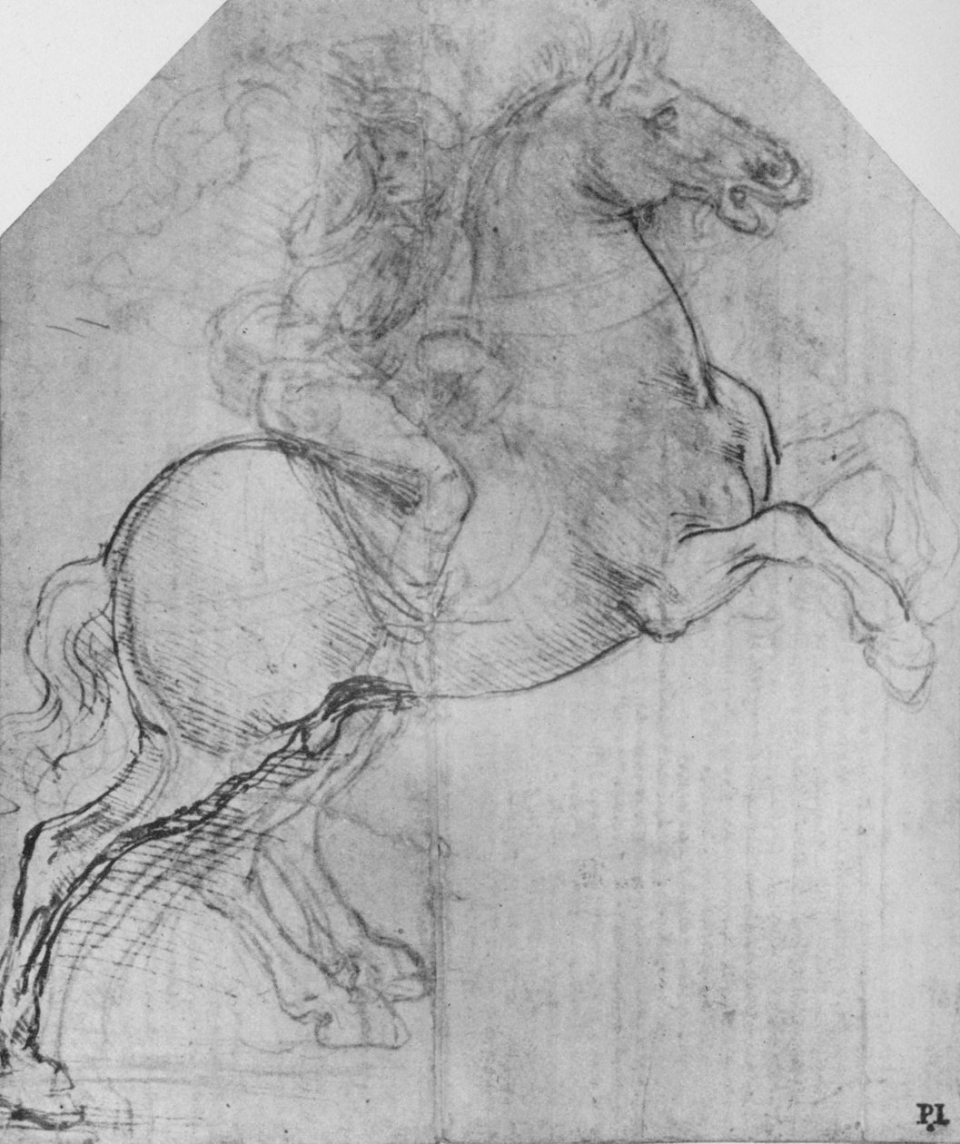 c1480 1945年，骑着马的骑士 作者 达芬奇（Leonardo da Vinci）