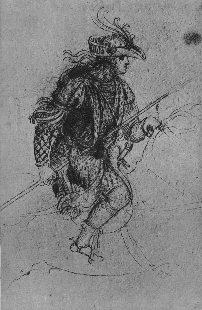 骑马青年时期，c1480，1945年 作者 达芬奇（Leonardo da Vinci）