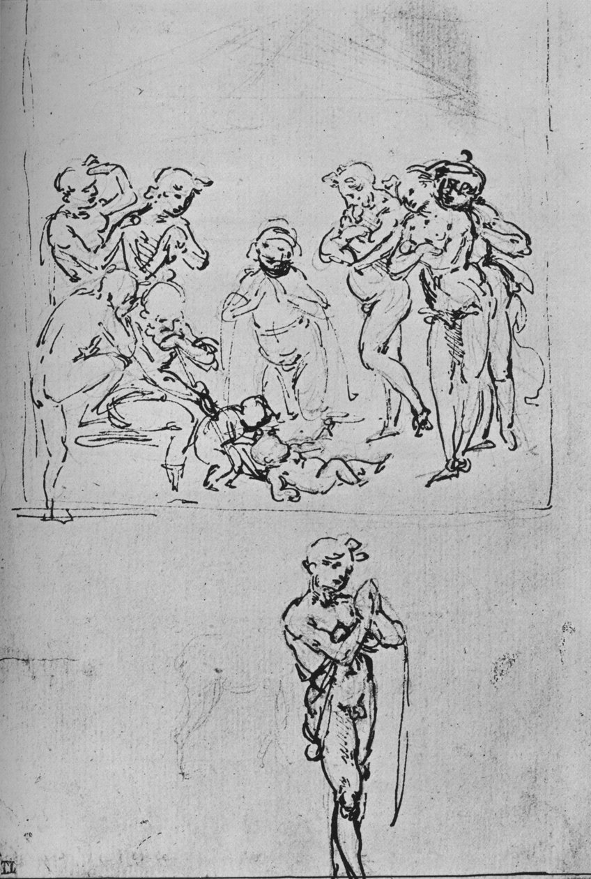 牧羊人的崇拜和对牧羊人的单独研究，c1480 1945 作者 达芬奇（Leonardo da Vinci）