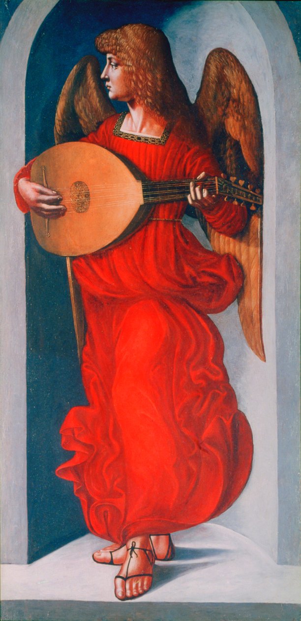 一把带琵琶的红色天使，1490-1499年 作者 达芬奇（Leonardo da Vinci）