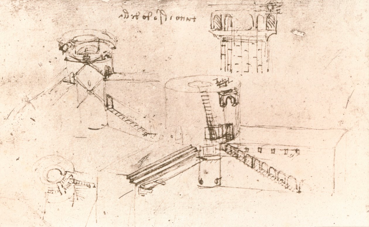 城堡建筑，c1472-c1519 1883 作者 达芬奇（Leonardo da Vinci）