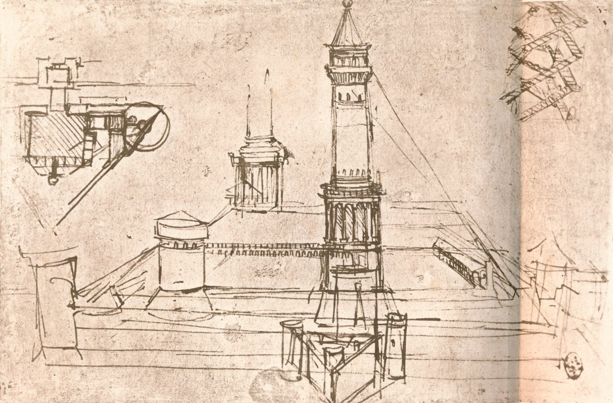 城堡建筑，c1472-c1519 1883 作者 达芬奇（Leonardo da Vinci）