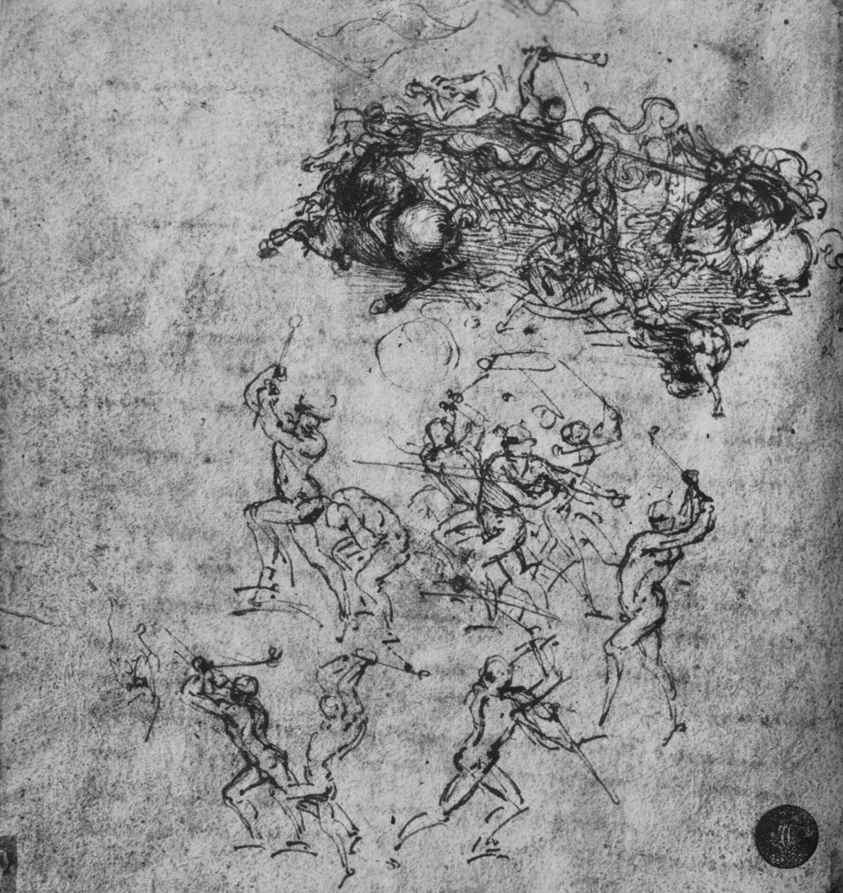 骑兵与步兵之战，c1480 1945年 作者 达芬奇（Leonardo da Vinci）