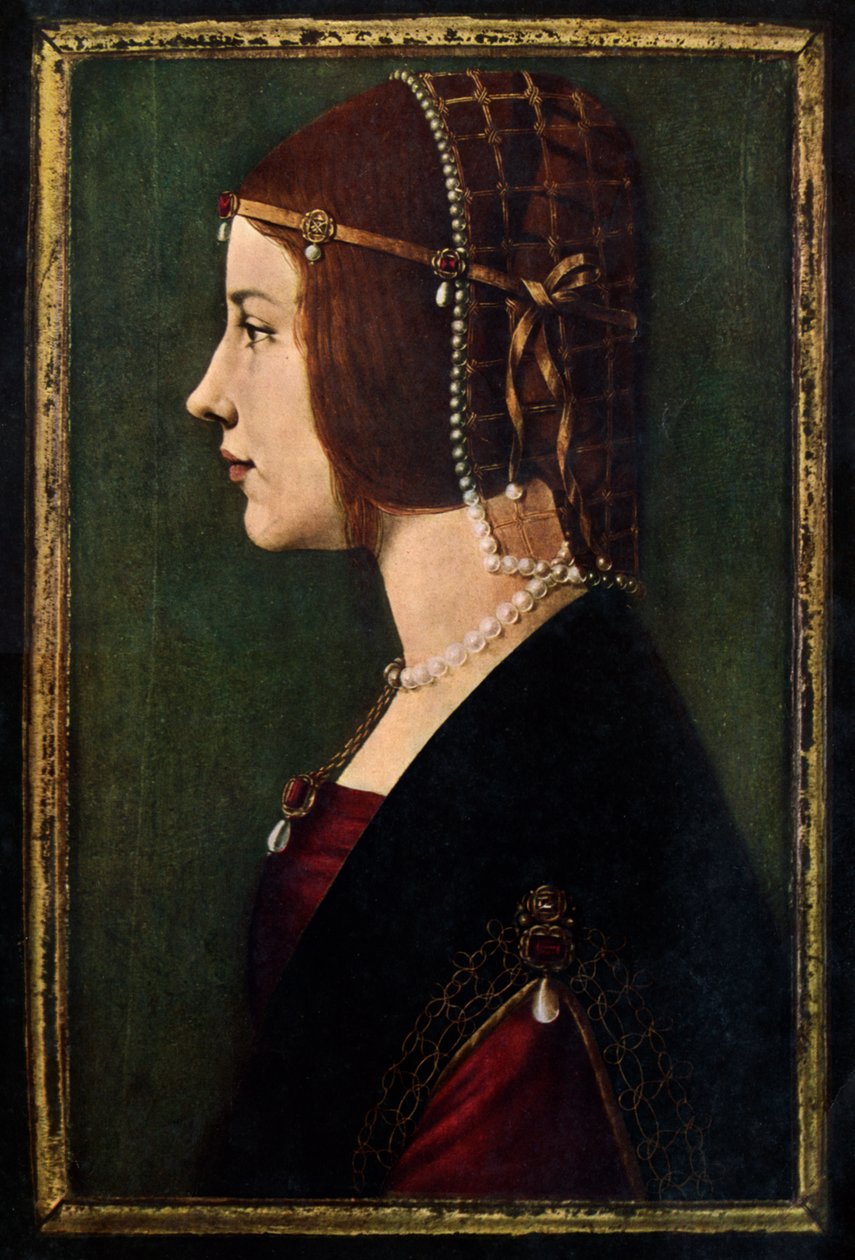 比阿特丽斯·埃斯特（Beatrice d&39;Este），1475-1497，c1490。 作者 达芬奇（Leonardo da Vinci）