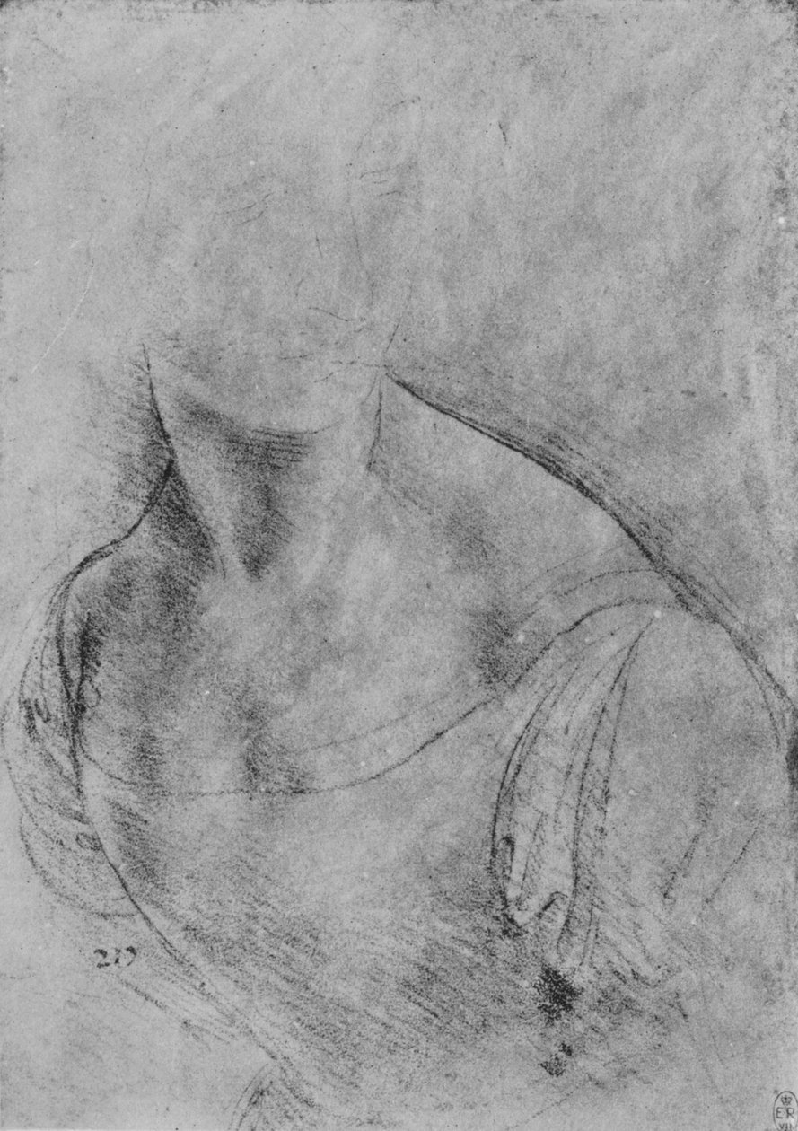 一个女人的半身左转，头部略有指示，c1480 1945 作者 达芬奇（Leonardo da Vinci）