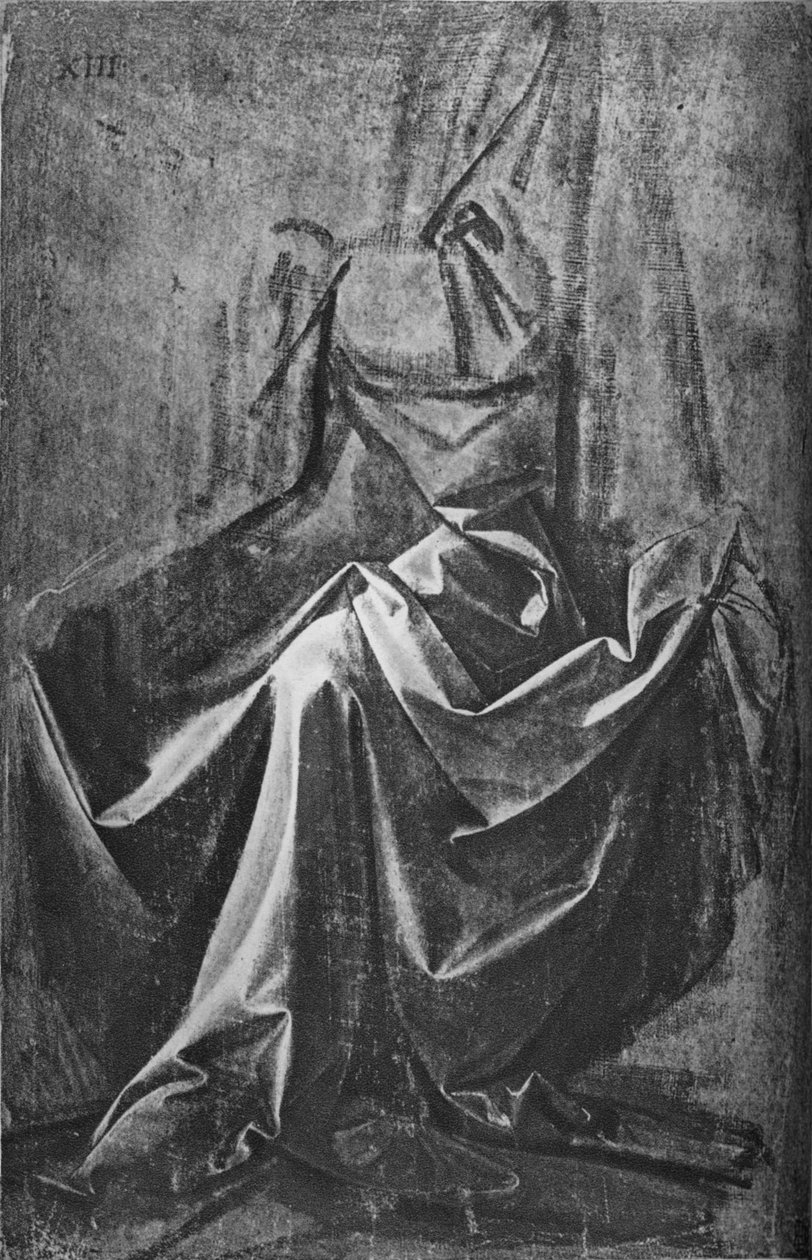 坐姿人物窗帘，c1475年，1945年 作者 达芬奇（Leonardo da Vinci）