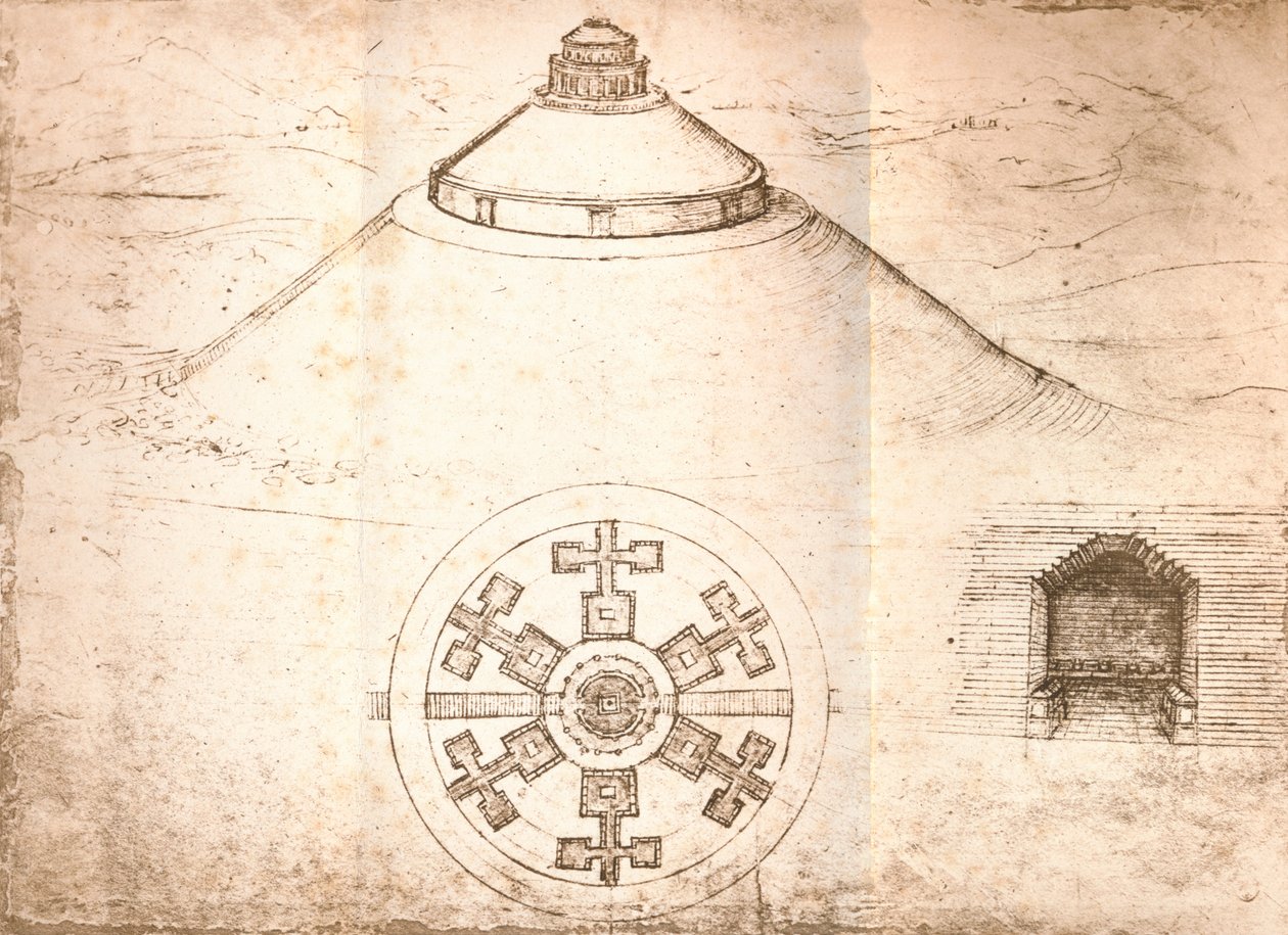 陵墓的设计，c1472-c1519 1883 作者 达芬奇（Leonardo da Vinci）